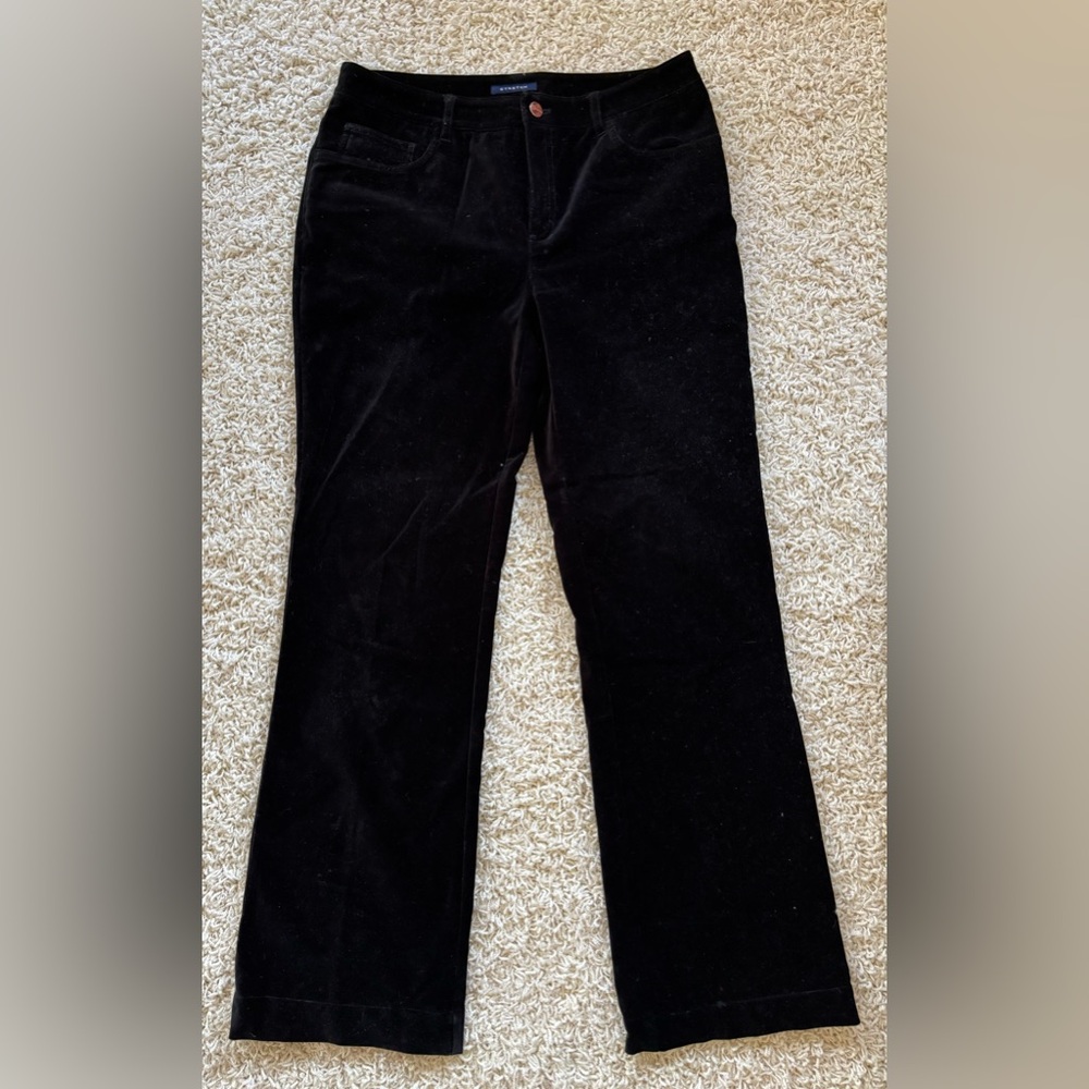 Jones New York Stretch Black Velvet Straight Leg Pants size 6